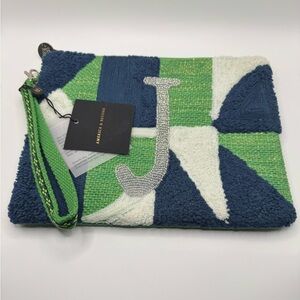 Green and Blue Geometric Clutch NWT with J Initial